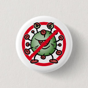 Covid-19 Corona Virus Funny Cartoon Stop Sign 3 Cm Round Badge