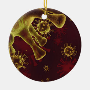 Covid-19 Coronavirus Virus Spreading as Medical Ceramic Tree Decoration