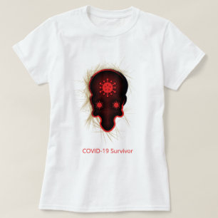 COVID-19 Experience, Black & Red Skull, Survivor T-Shirt