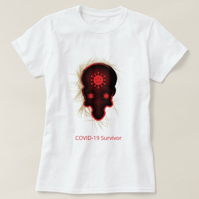 COVID-19 Experience, Black & Red Skull, Survivor T-Shirt (Design Front)