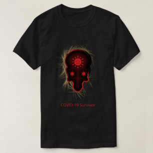 COVID-19 Experience, Survivor, Red & Black Skull T-Shirt