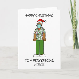 Covid 19 Happy Christmas to African American Nurse Card