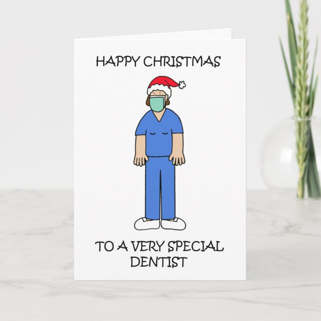Covid 19 Happy Christmas to Female Dentist Card (Front)