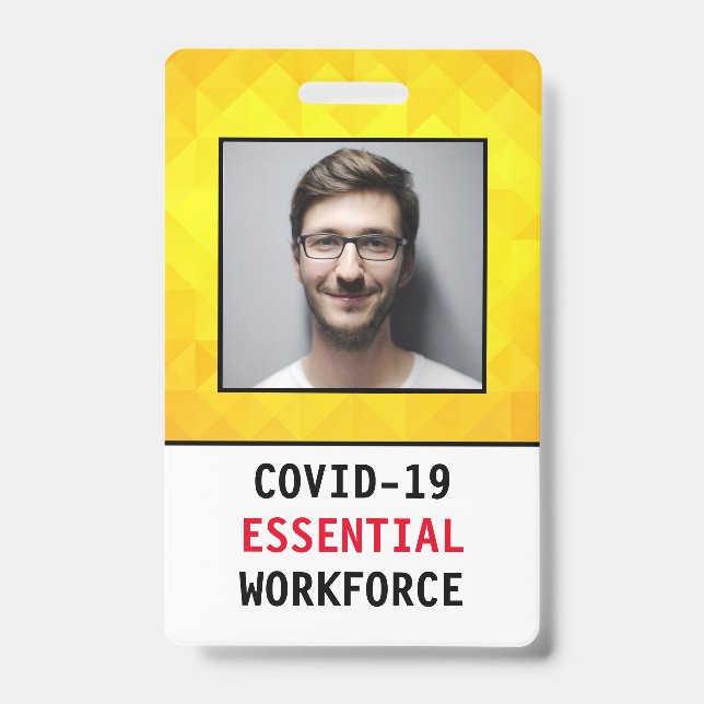 COVID-19 Novel Coronavirus Essential Worker Badge ID Badge (Front)