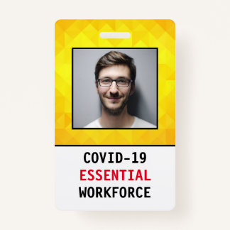 COVID-19 Novel Coronavirus Essential Worker Badge ID Badge