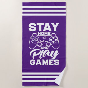 COVID 19 Quarantine Gamer Gift - Stay At Home Beach Towel