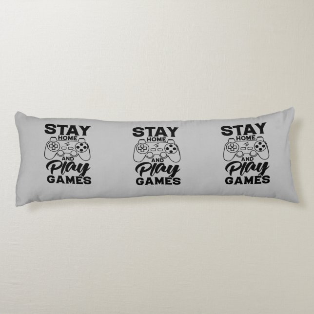 COVID 19 Quarantine Gamer Gift - Stay At Home Body Cushion (Back)