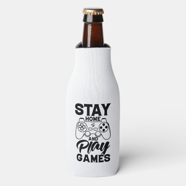 COVID 19 Quarantine Gamer Gift - Stay At Home Bottle Cooler (Bottle Front)