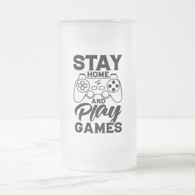 COVID 19 Quarantine Gamer Gift - Stay At Home Frosted Glass Beer Mug (Center)