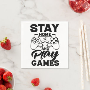 COVID 19 Quarantine Gamer Gift - Stay At Home Napkin