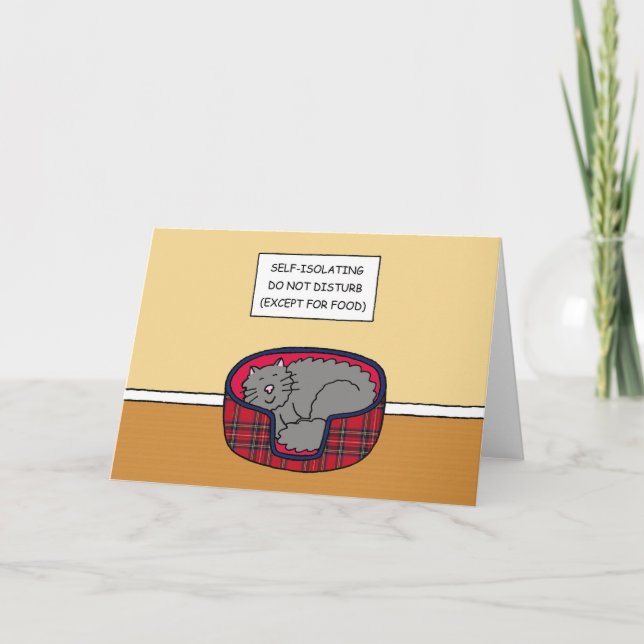 Covid 19 Self-isolation Cartoon Cat Sleeping Card (Front)