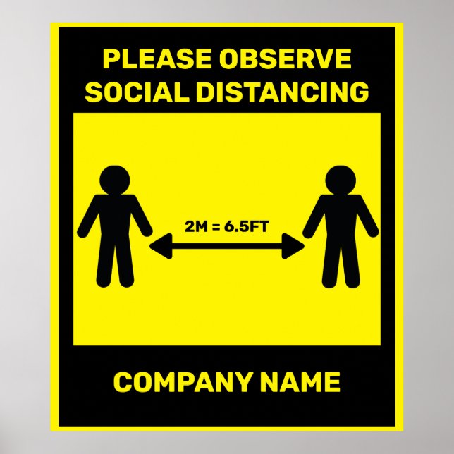 COVID 19 Social Distancing Poster Own Company Name (Front)