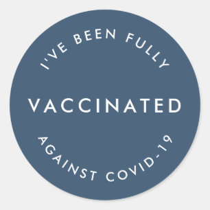 Covid-19 Vaccinated   Blue Modern Covid Vaccine Classic Round Sticker