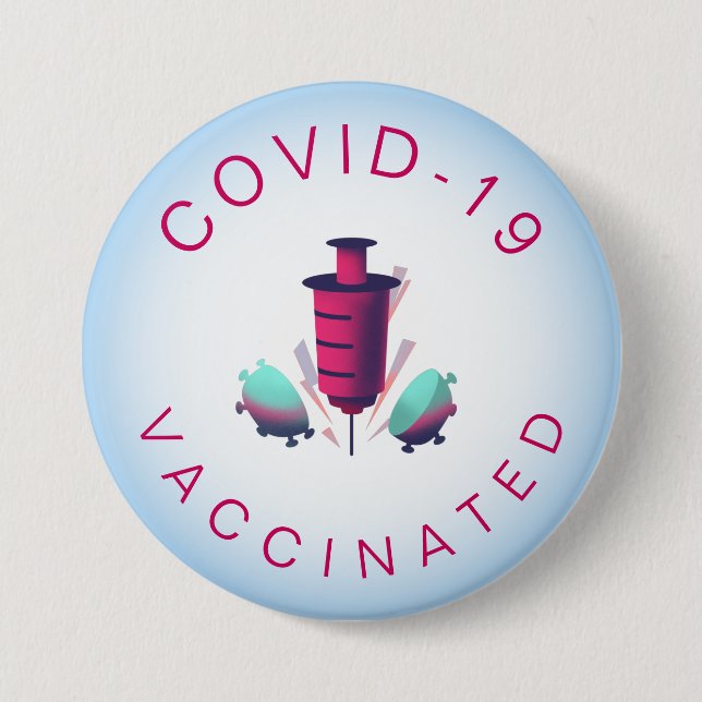 Covid-19 Vaccinated Modern Graphic Pink Typography 7.5 Cm Round Badge (Front)