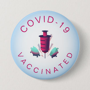 Covid-19 Vaccinated Modern Graphic Pink Typography 7.5 Cm Round Badge