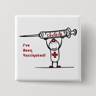 Covid-19 Vaccinated Square Button