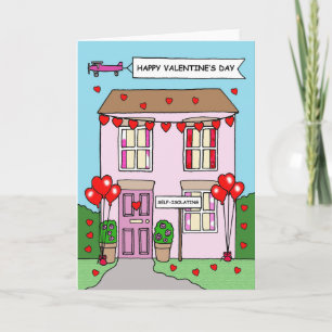 Covid 19 Valentine's Day Self-isolating Cartoon Card