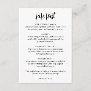 Covid-19 Wedding Safety Modern Script Card
