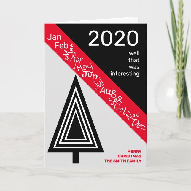 Covid 2020 Black White Red Silly Christmas Funny Holiday Card (Front)