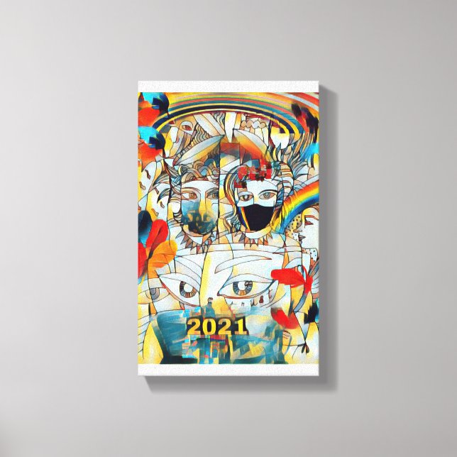 Covid Carnival 2021 Cubist Canvas Print (Front)