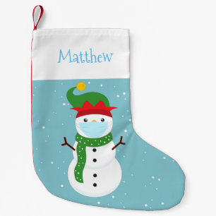 Covid Christmas 2020 Snowman Cute Custom Small Christmas Stocking