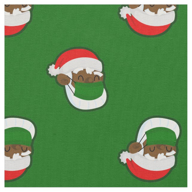 covid christmas face mask black santa fabric (Close Up)