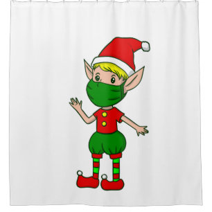 covid christmas face mask elf coronavirus shower curtain