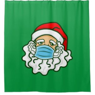 covid christmas face mask santa claus beard shower curtain