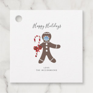 Covid Christmas Funny Face Mask Gingerbread Man Favour Tags