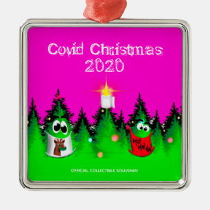 Covid Christmas funny masked christmas trees Metal Tree Decoration