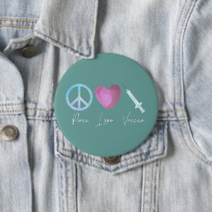 Covid Coronavirus Peace Love Vaccine 2021 10 Cm Round Badge