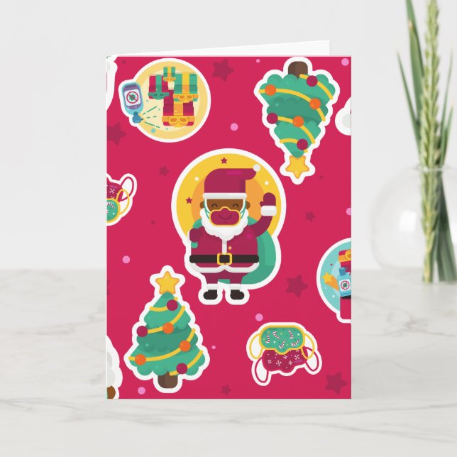 covid face mask black santa invitation (Front)