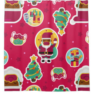 covid face mask black santa shower curtain