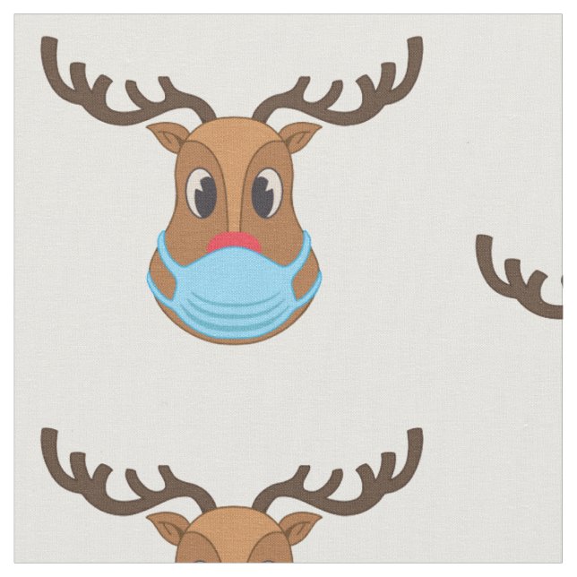 covid face mask reindeer ugly christmas fabric (Close Up)