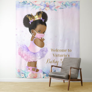 Covid Girl Baby With Mask Baby Shower XL Backdrop Tapestry