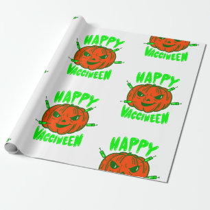 covid halloween vaccine pumpkin vacciween wrapping paper