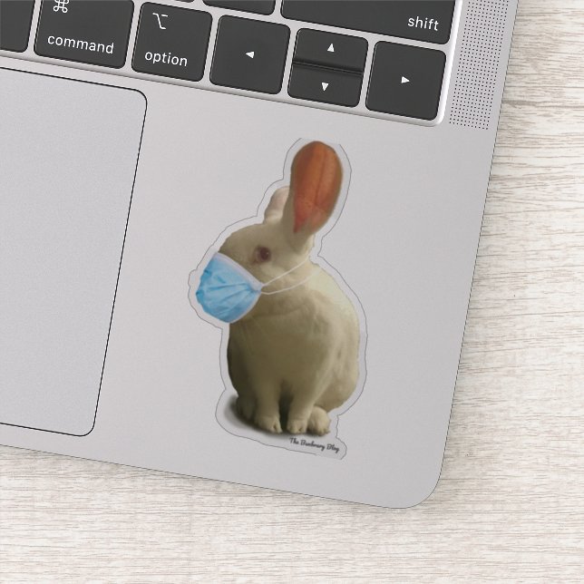 COVID Mask Bunny Sticker (Clear) (Detail)