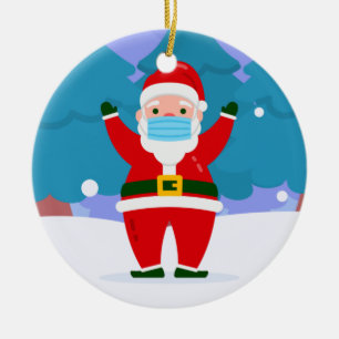 covid merry christmas face mask santa claus ceramic tree decoration