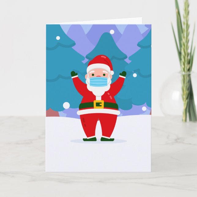 covid merry christmas face mask santa claus invitation (Front)