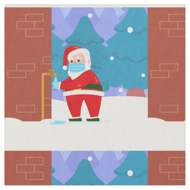covid merry christmas face mask santa washes hands fabric (Close Up)