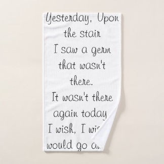 Covid Parody poem on a hand towel. Towel