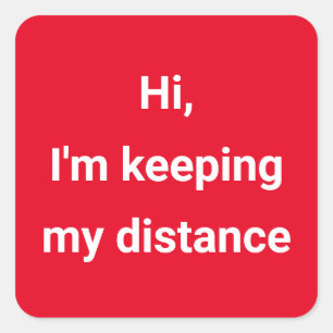 Covid Social Distancing Colour Coded Red Square Sticker