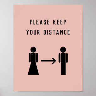 Covid Social Distancing Salon Business Pink Poster