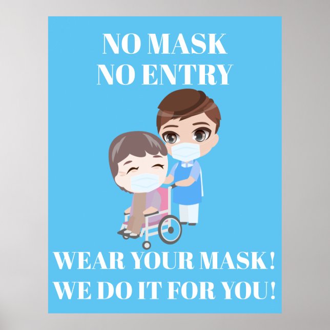 Covid surgical mask nurse patient wheelchair poster (Front)