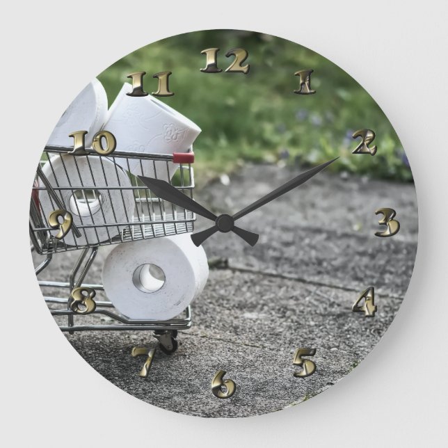 Covid Toilet Paper Shopping Large Clock (Front)