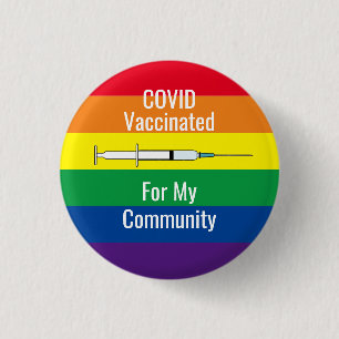 COVID Vaccinated for my Community Rainbow 3 Cm Round Badge