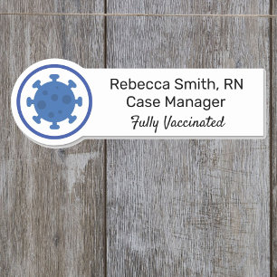 Covid Vaccinated ID Name Tag Blue Magnet Back