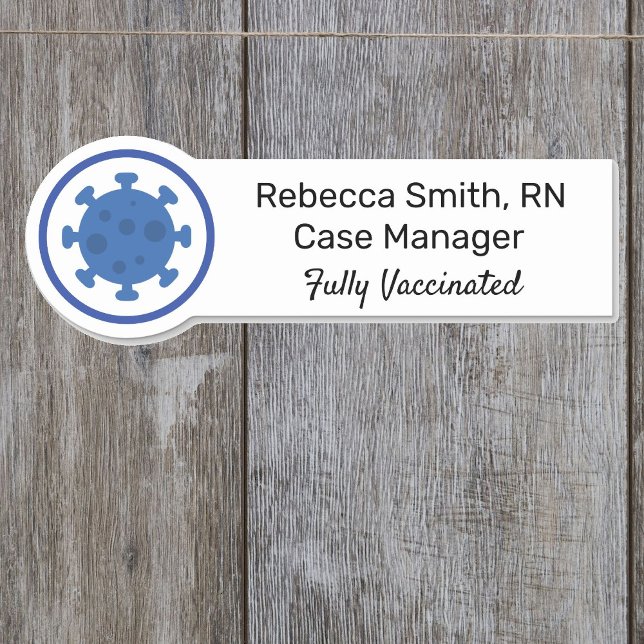 Covid Vaccinated ID Name Tag Blue Magnet Back (Creator Uploaded)