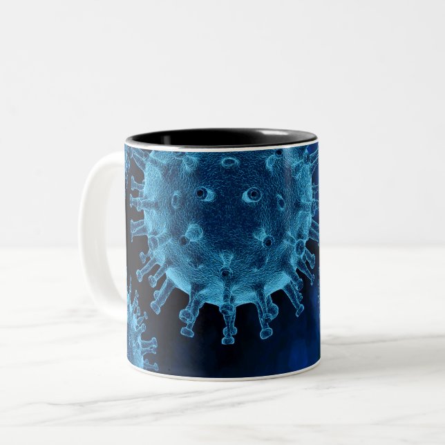 Covid Virus Infection Pathogen Two-Tone Coffee Mug (Front Left)