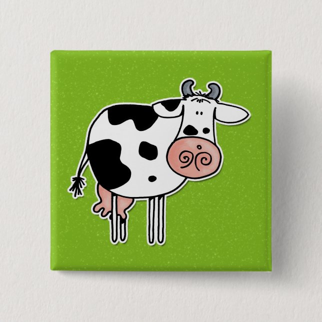 cow 15 cm square badge (Front)
